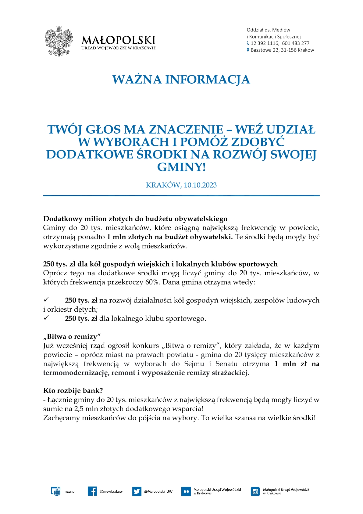 WAŻNA INFORMACJA