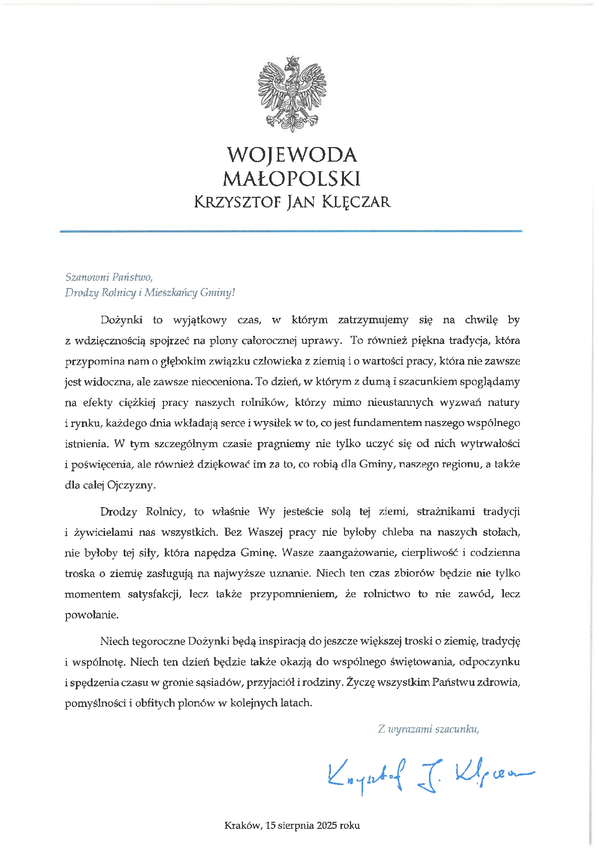 LIst Okolicznowośći - Wojewody Małopolskiego