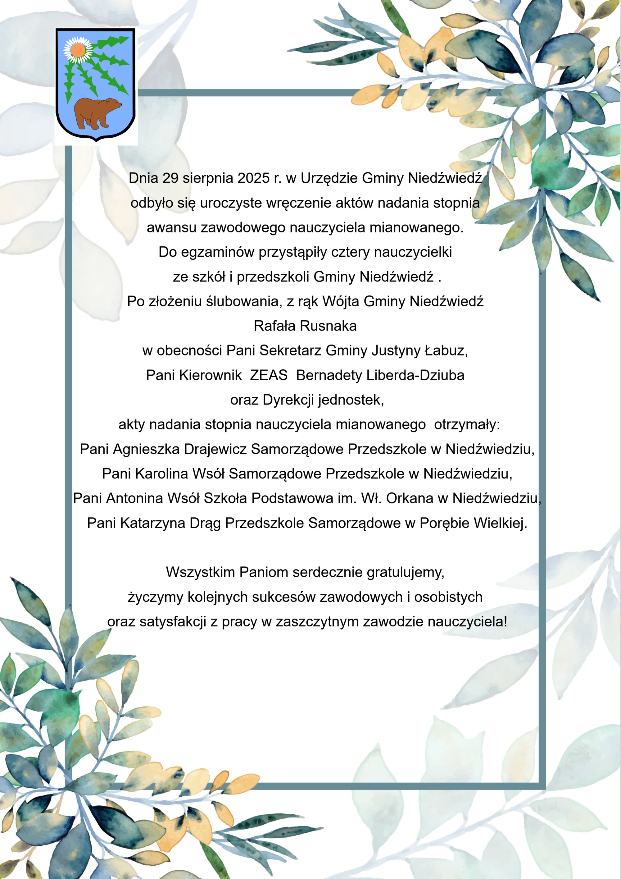 Mianowanie Nauczycieli