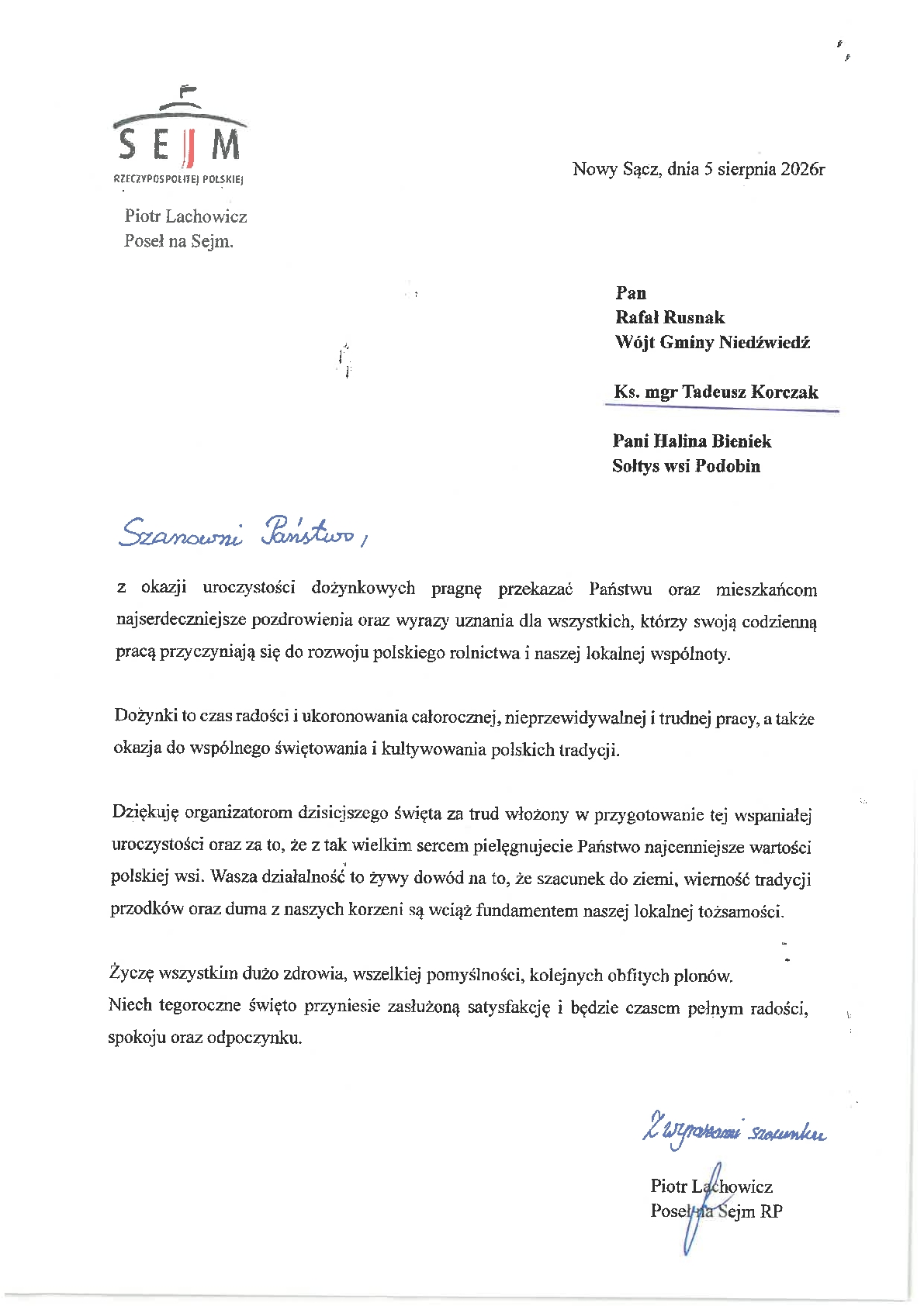 List Posła na Sejm